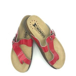 NWOT Mephisto Helen Red Patent Leather Sandal 37EU